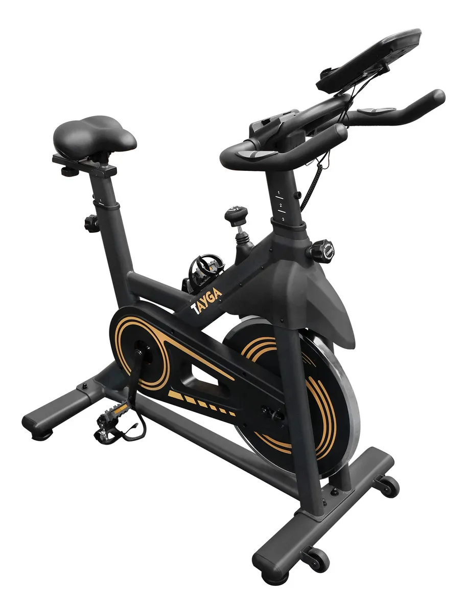 Bicicleta Estática Para Spinning Cardio Fitness Negra Tayga Color Negro