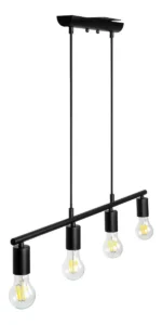 Lámpara Colgante Moderna Riel 4 Focos Luces Vintage Industrial Minimalista Altura Ajustable Dekor Dl-6624 24 Watts Focos Edison E27 Led Incluidos