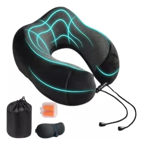 Almohadas De Memory Foam Para Viaje Y Viscoelástica Cuello Color Negro